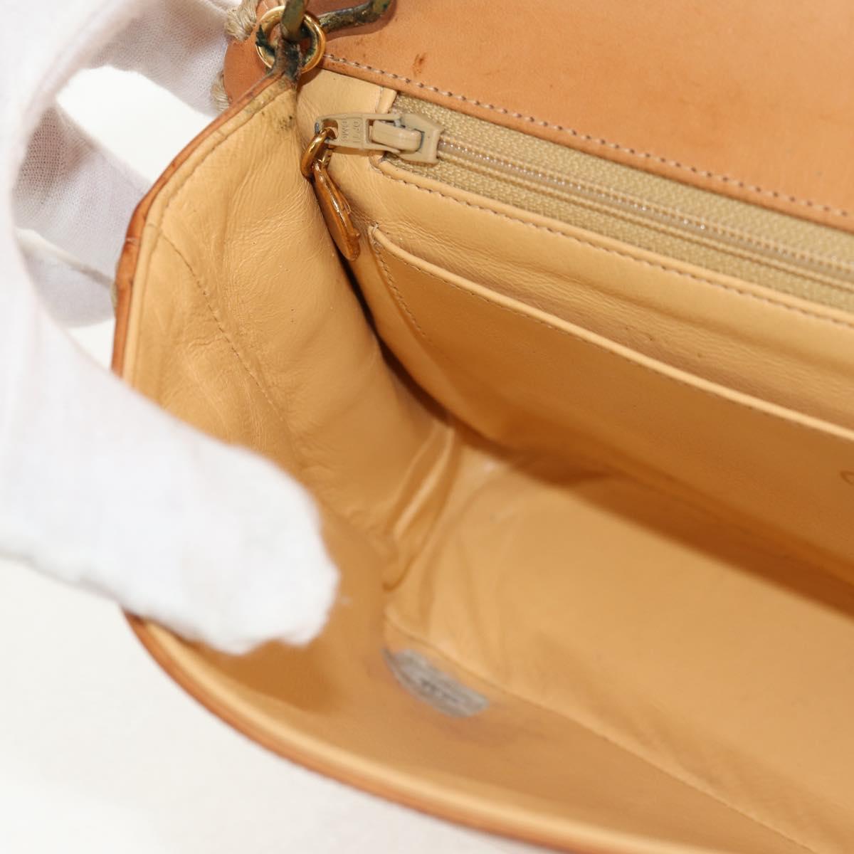 CHANEL Whipstitch COCO Mark Chain Bag Leather Brown Gold CC Auth 155770AV