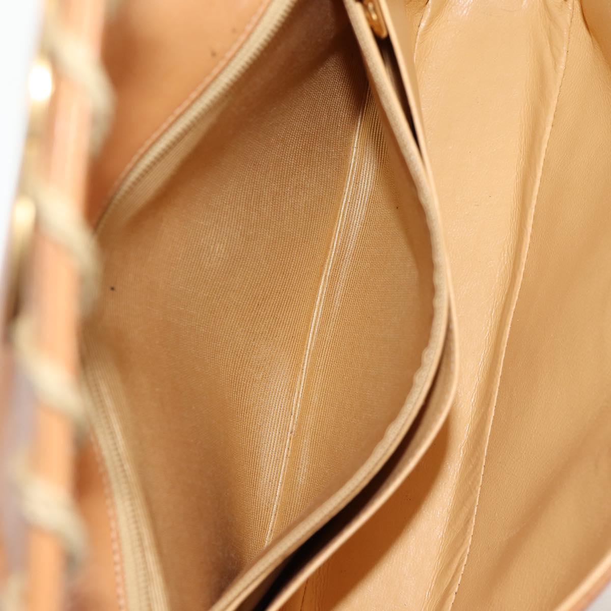 CHANEL Whipstitch COCO Mark Chain Bag Leather Brown Gold CC Auth 155770AV