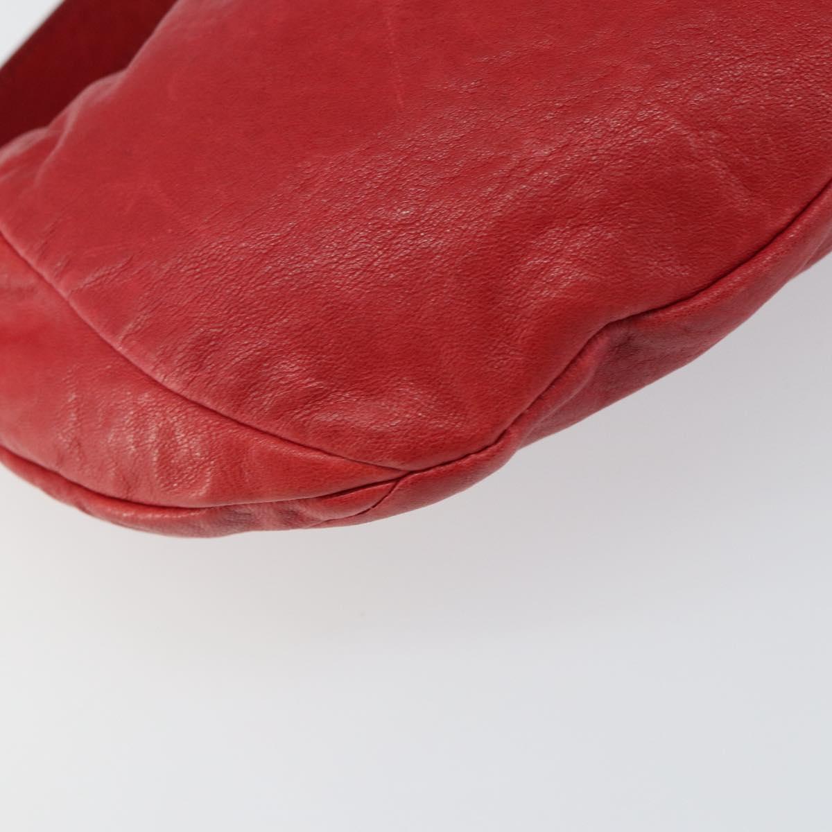 Miu Miu Hand Bag Leather Red Silver Auth 155775