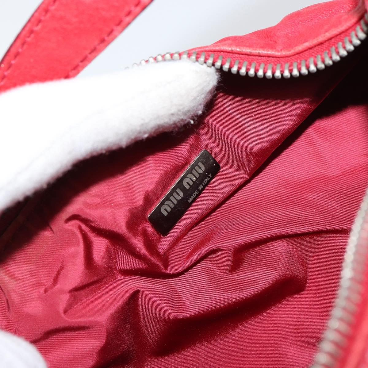 Miu Miu Hand Bag Leather Red Silver Auth 155775