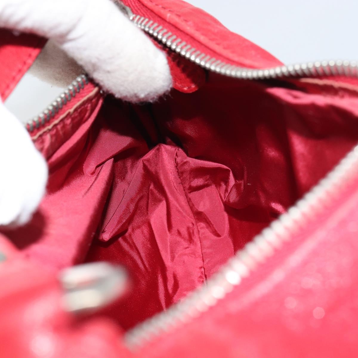 Miu Miu Hand Bag Leather Red Silver Auth 155775