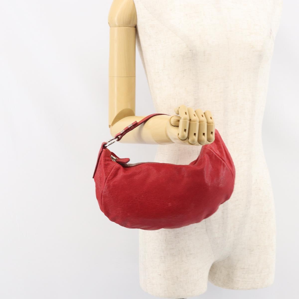 Miu Miu Hand Bag Leather Red Silver Auth 155775