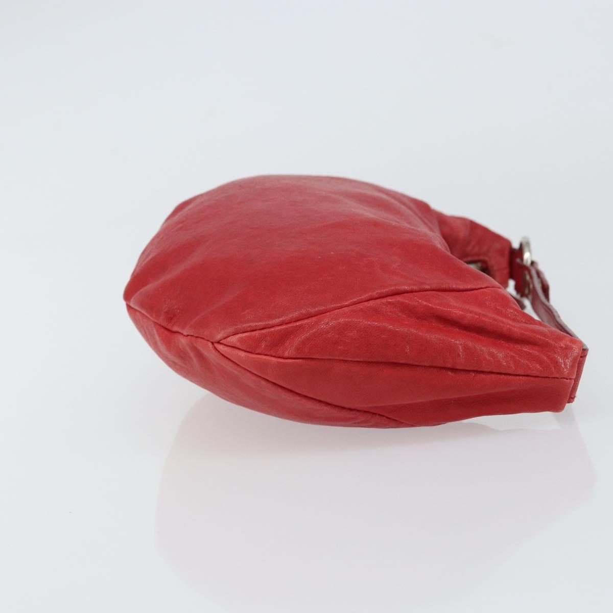 Miu Miu Hand Bag Leather Red Silver Auth 155775