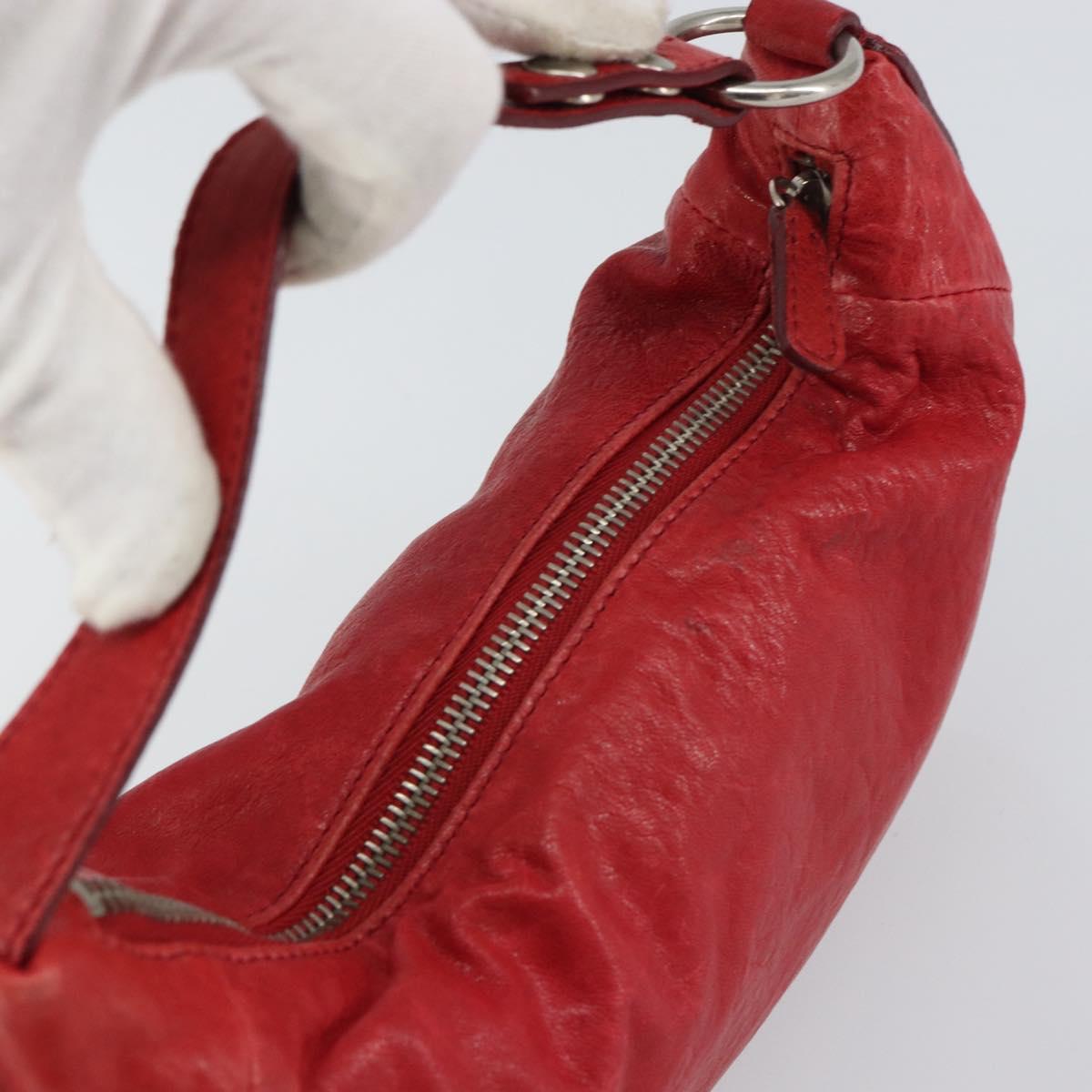 Miu Miu Hand Bag Leather Red Silver Auth 155775