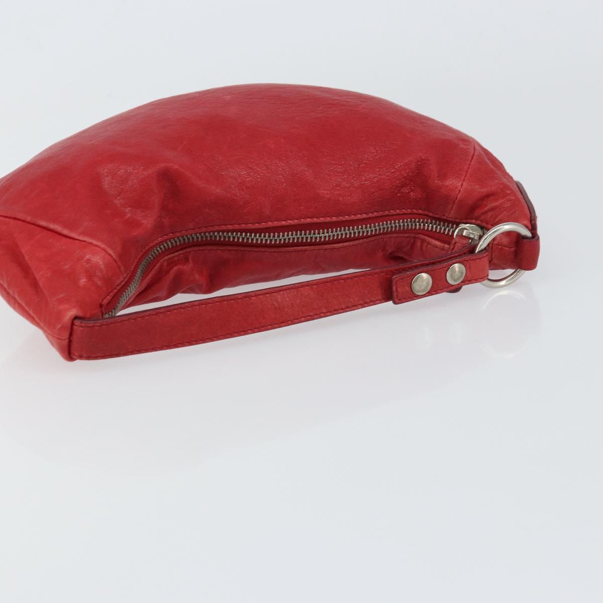 Miu Miu Hand Bag Leather Red Silver Auth 155775