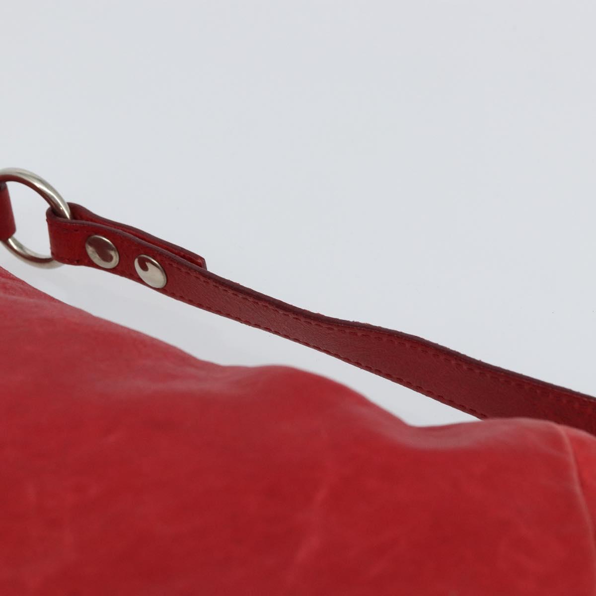 Miu Miu Hand Bag Leather Red Silver Auth 155775