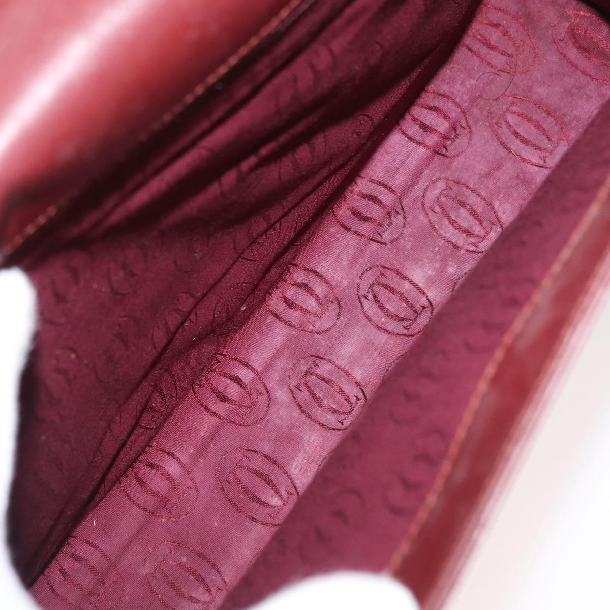 CARTIER Must Line Hand Bag Leather Bordeaux Gold Auth 155792