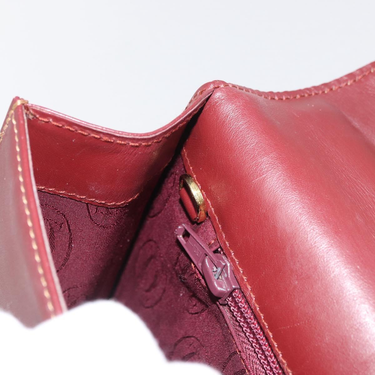 CARTIER Must Line Hand Bag Leather Bordeaux Gold Auth 155792
