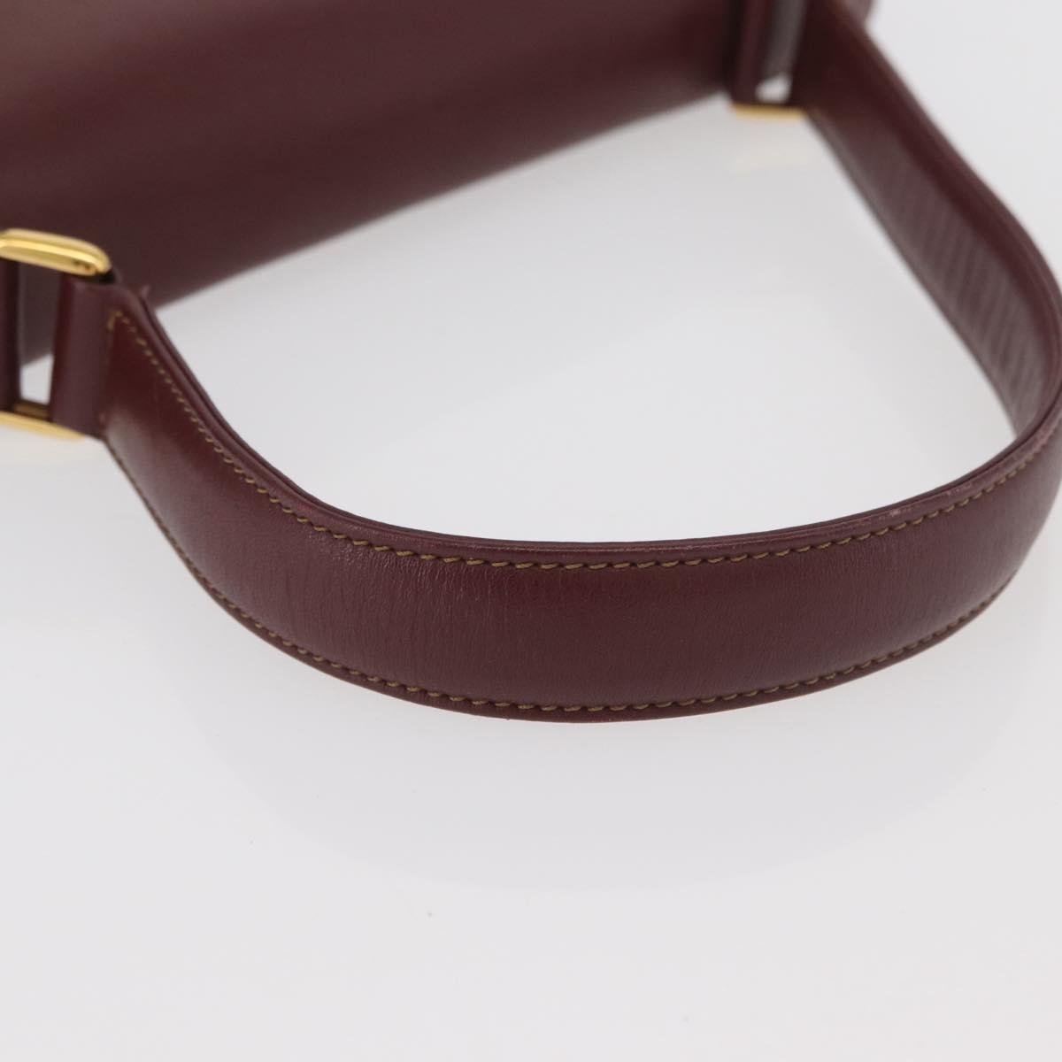 CARTIER Must Line Hand Bag Leather Bordeaux Gold Auth 155792