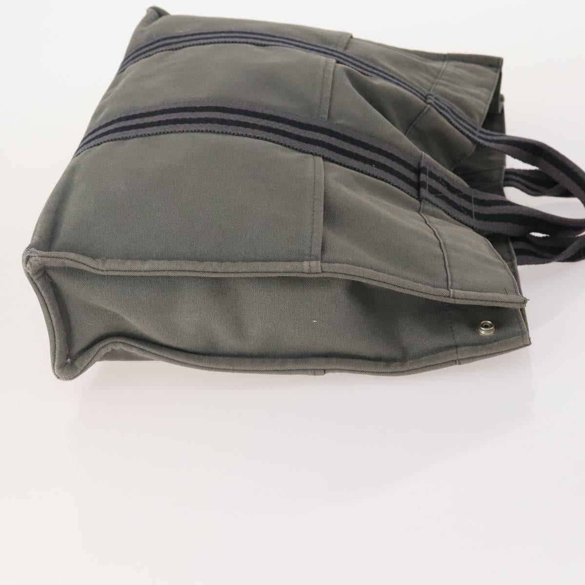 HERMES Tote Bag Canvas 4 Set Gray Auth 155796