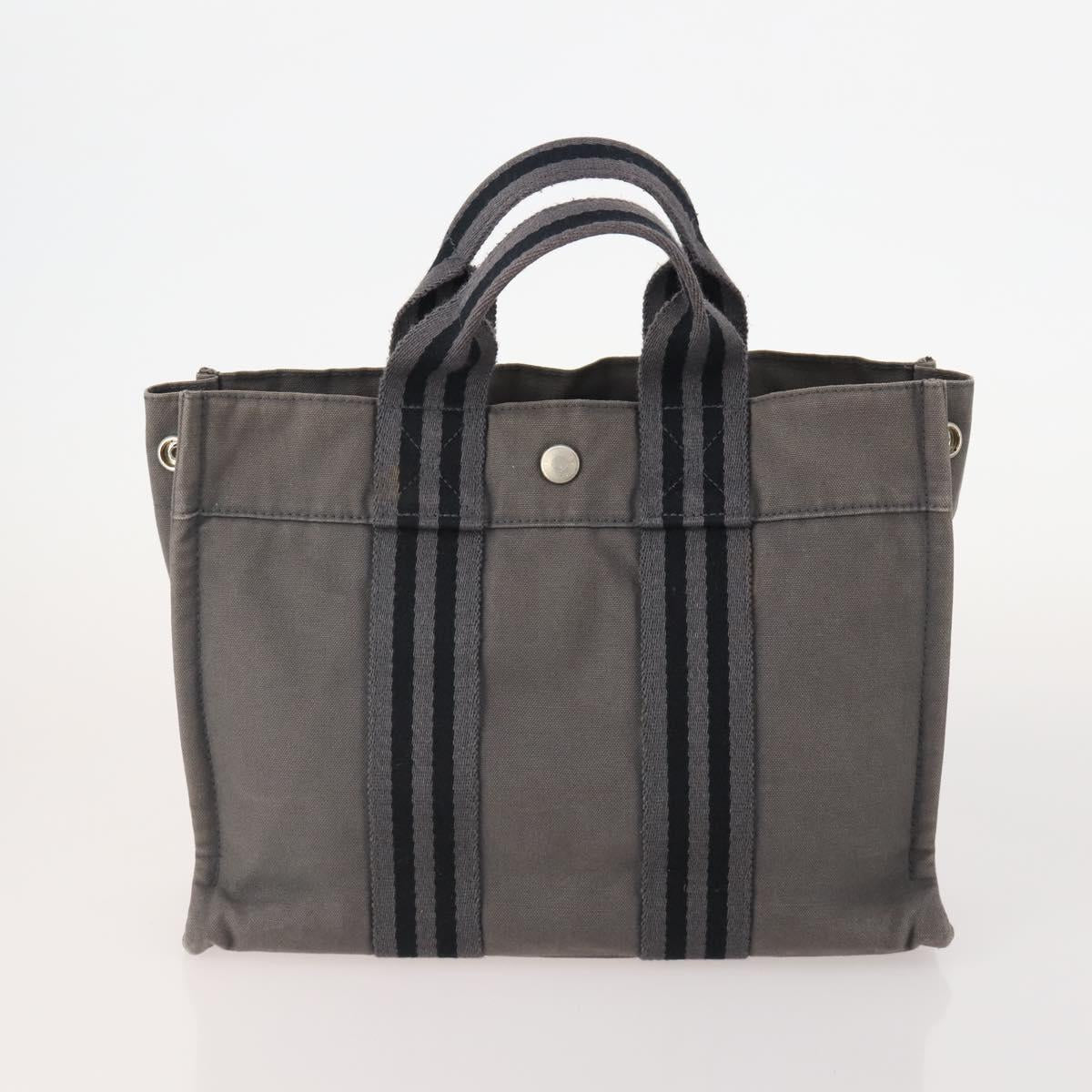 HERMES Tote Bag Canvas 4 Set Gray Auth 155796