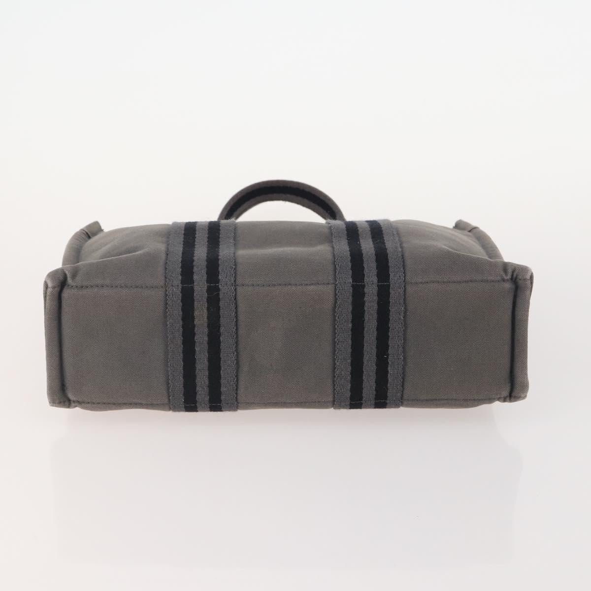 HERMES Tote Bag Canvas 4 Set Gray Auth 155796