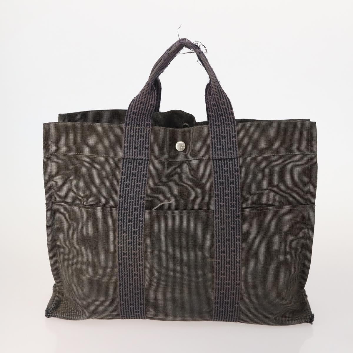 HERMES Tote Bag Canvas 4 Set Gray Auth 155796