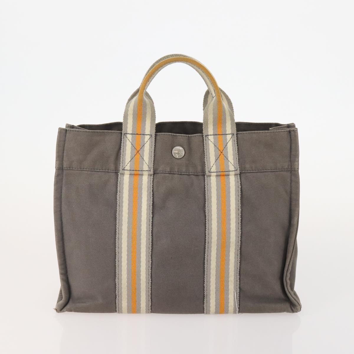 HERMES Tote Bag Canvas 4 Set Gray Auth 155796