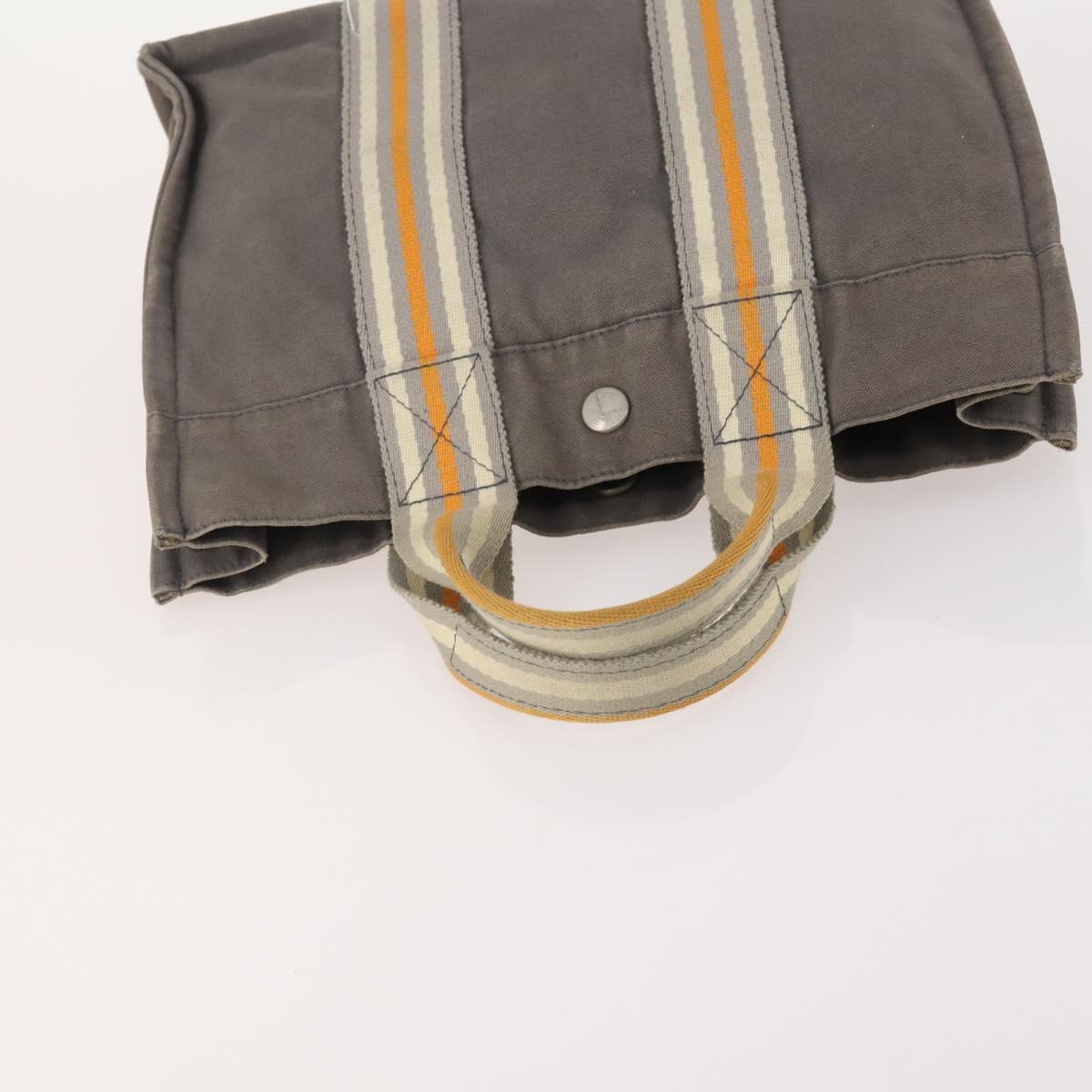 HERMES Tote Bag Canvas 4 Set Gray Auth 155796
