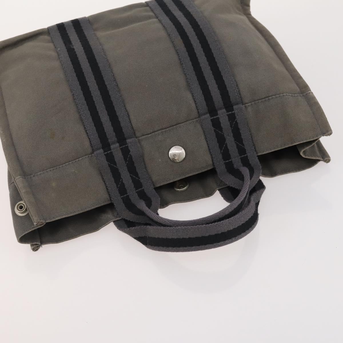 HERMES Tote Bag Canvas 5 Set Red Gray Navy Auth 155797