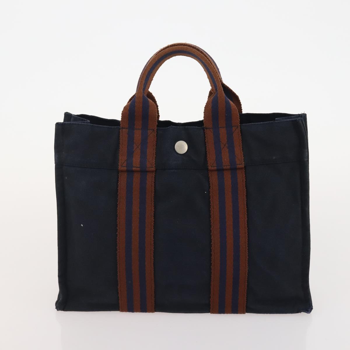 HERMES Tote Bag Canvas 5 Set Red Gray Navy Auth 155797