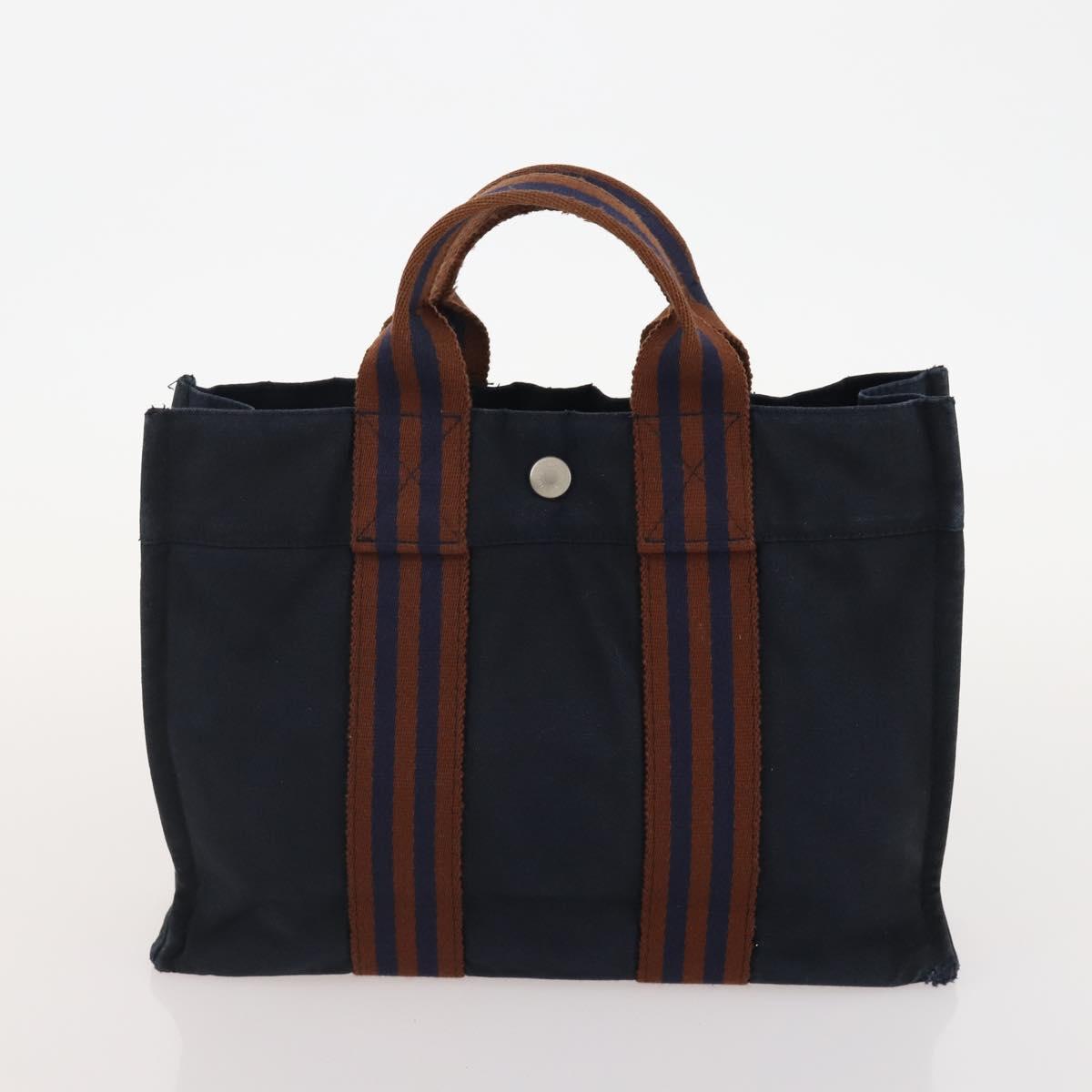 HERMES Tote Bag Canvas 5 Set Red Gray Navy Auth 155797