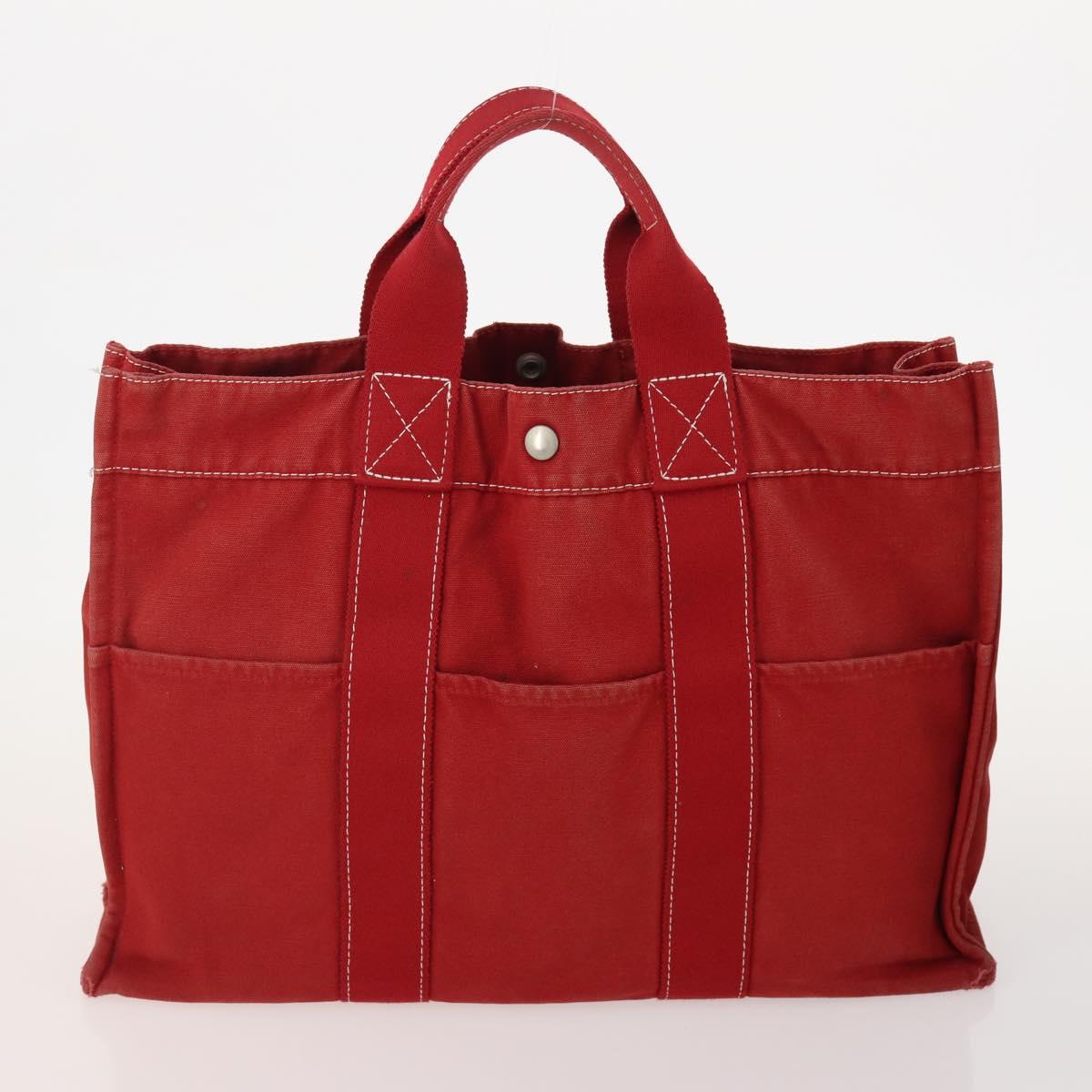 HERMES Tote Bag Canvas 5 Set Red Gray Navy Auth 155797
