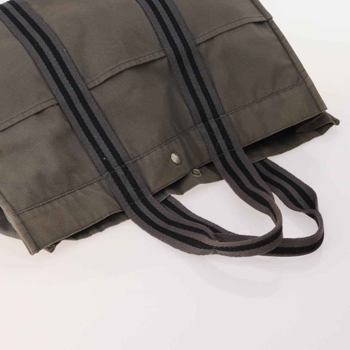 HERMES Hand Bag Canvas 4 Set Navy Black beige Auth 155798