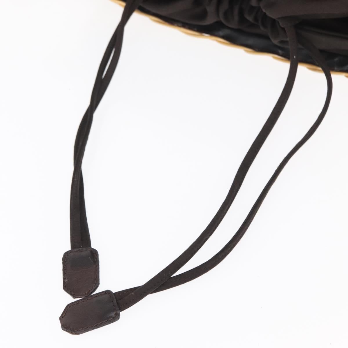 FENDI Shoulder Bag Rattan Brown Gold Auth 155924