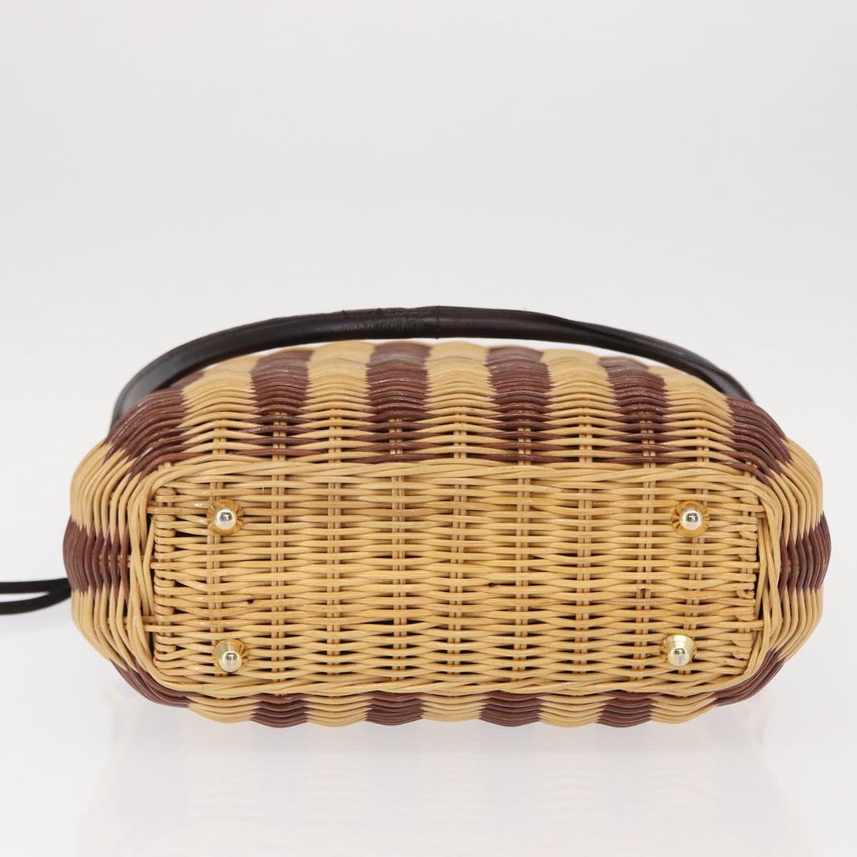 FENDI Shoulder Bag Rattan Brown Gold Auth 155924