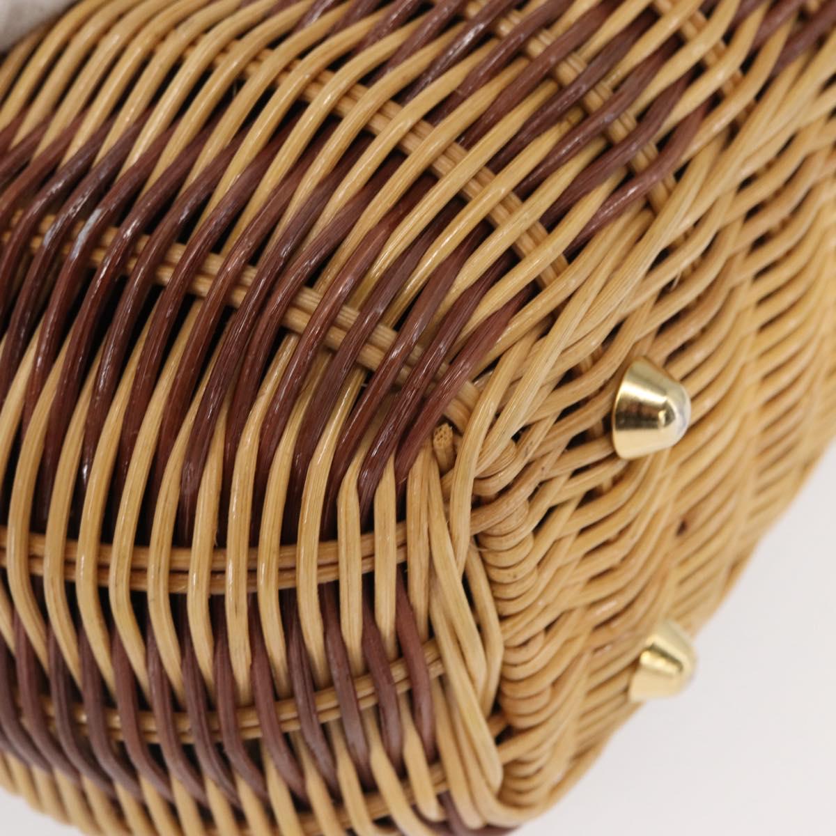 FENDI Shoulder Bag Rattan Brown Gold Auth 155924