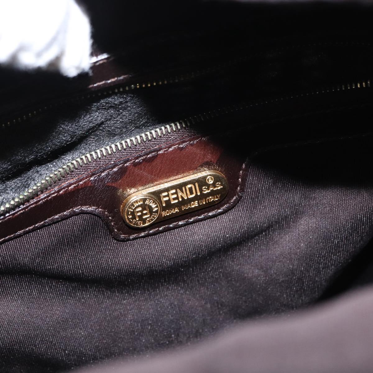 FENDI Shoulder Bag Rattan Brown Gold Auth 155924