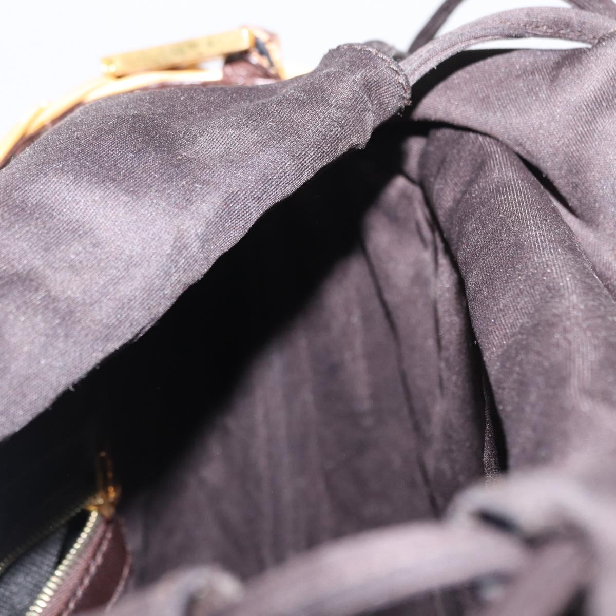 FENDI Shoulder Bag Rattan Brown Gold Auth 155924