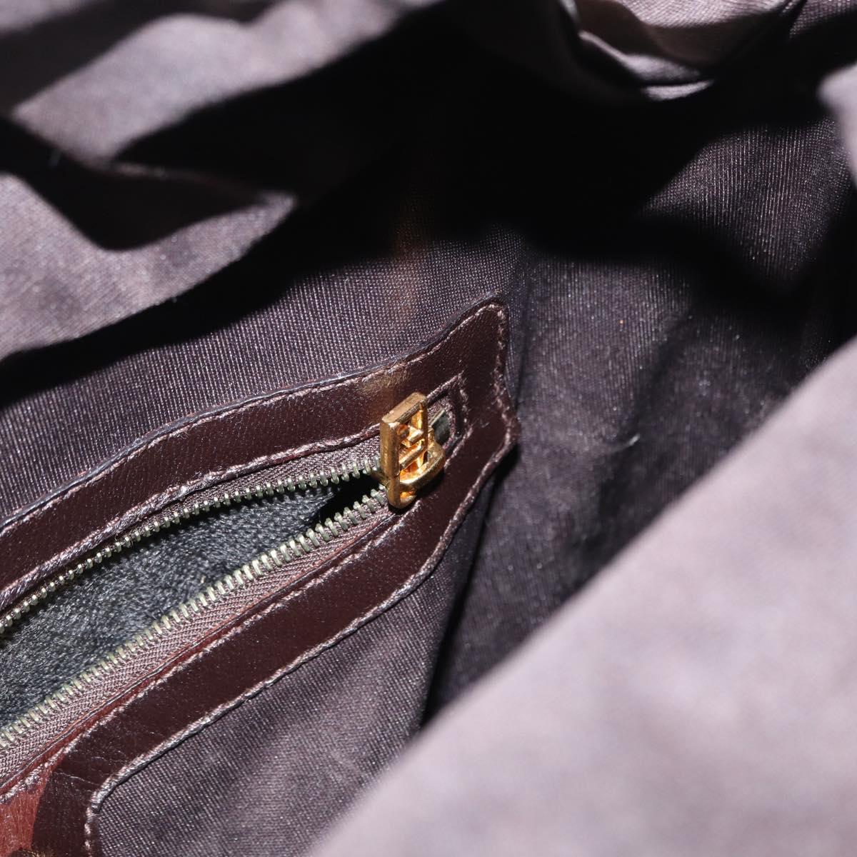 FENDI Shoulder Bag Rattan Brown Gold Auth 155924