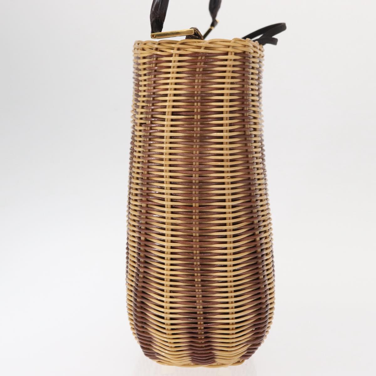 FENDI Shoulder Bag Rattan Brown Gold Auth 155924