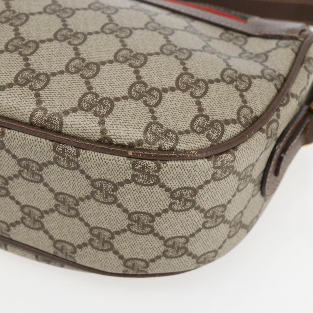 GUCCI GG Supreme Web Sherry Line Bag PVC Beige Gold 001 123 0918 Auth 155926