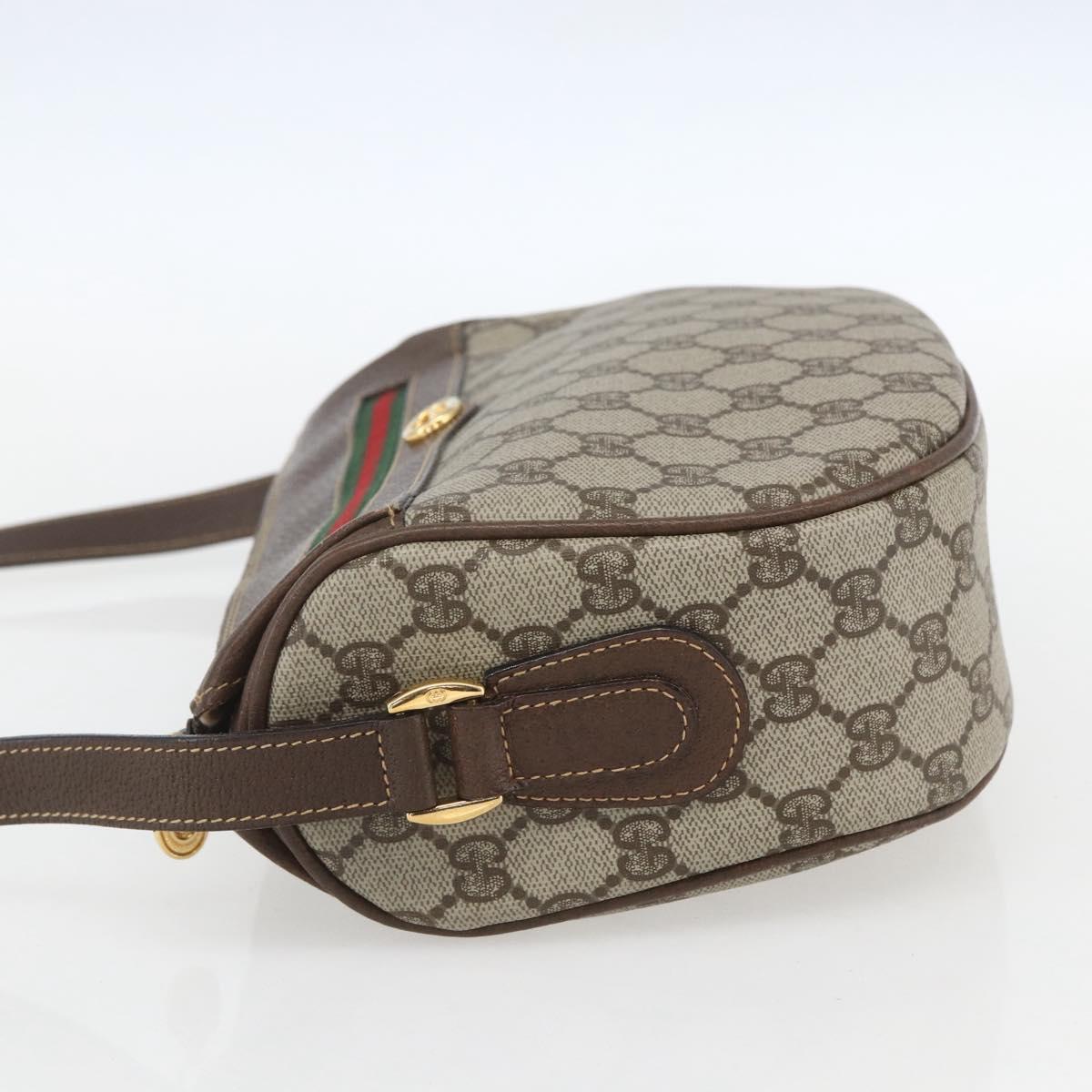 GUCCI GG Supreme Web Sherry Line Bag PVC Beige Gold 001 123 0918 Auth 155926