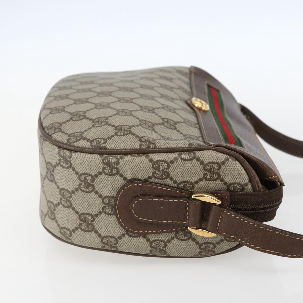 GUCCI GG Supreme Web Sherry Line Bag PVC Beige Gold 001 123 0918 Auth 155926