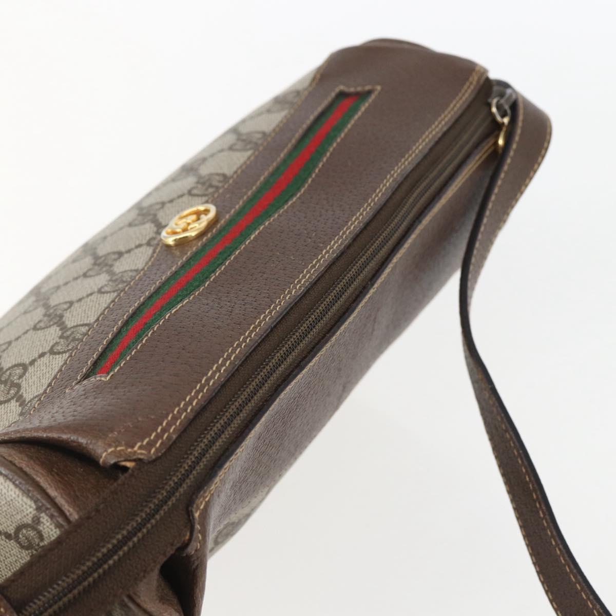 GUCCI GG Supreme Web Sherry Line Bag PVC Beige Gold 001 123 0918 Auth 155926