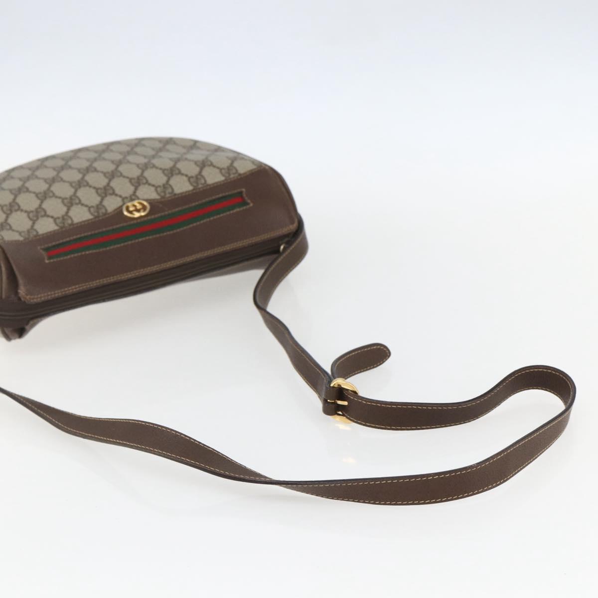 GUCCI GG Supreme Web Sherry Line Bag PVC Beige Gold 001 123 0918 Auth 155926