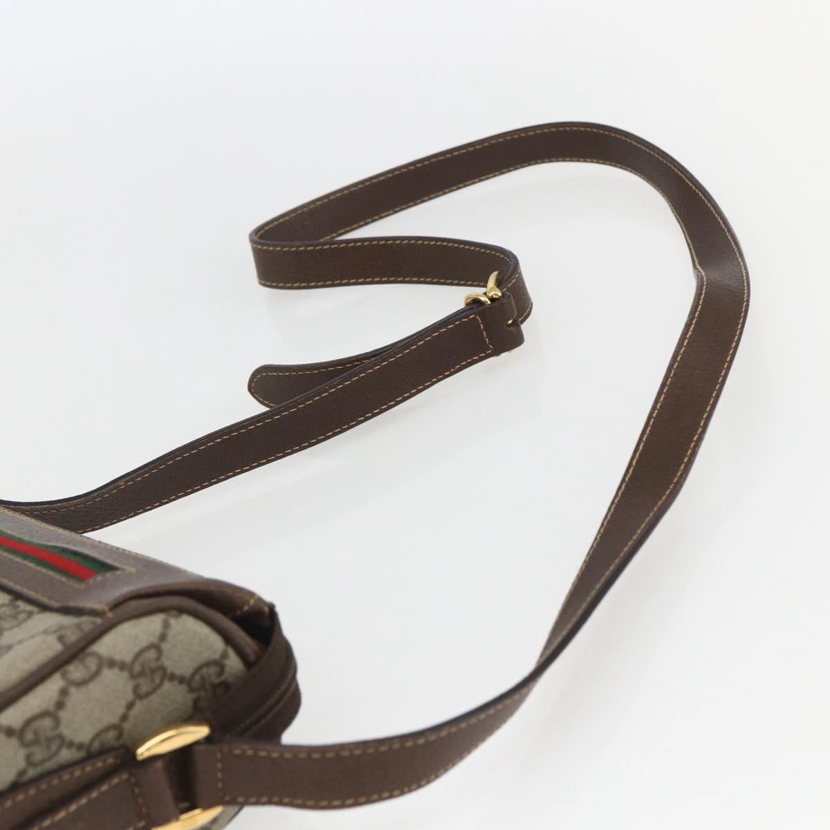 GUCCI GG Supreme Web Sherry Line Bag PVC Beige Gold 001 123 0918 Auth 155926