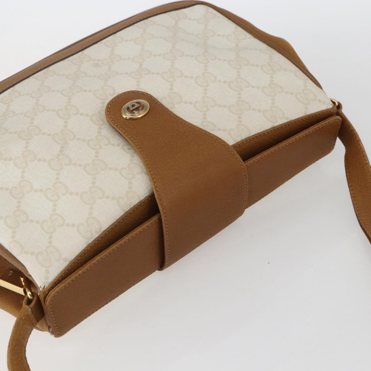 GUCCI GG Supreme Shoulder Bag PVC Beige Gold 116 02 076 Auth 155927