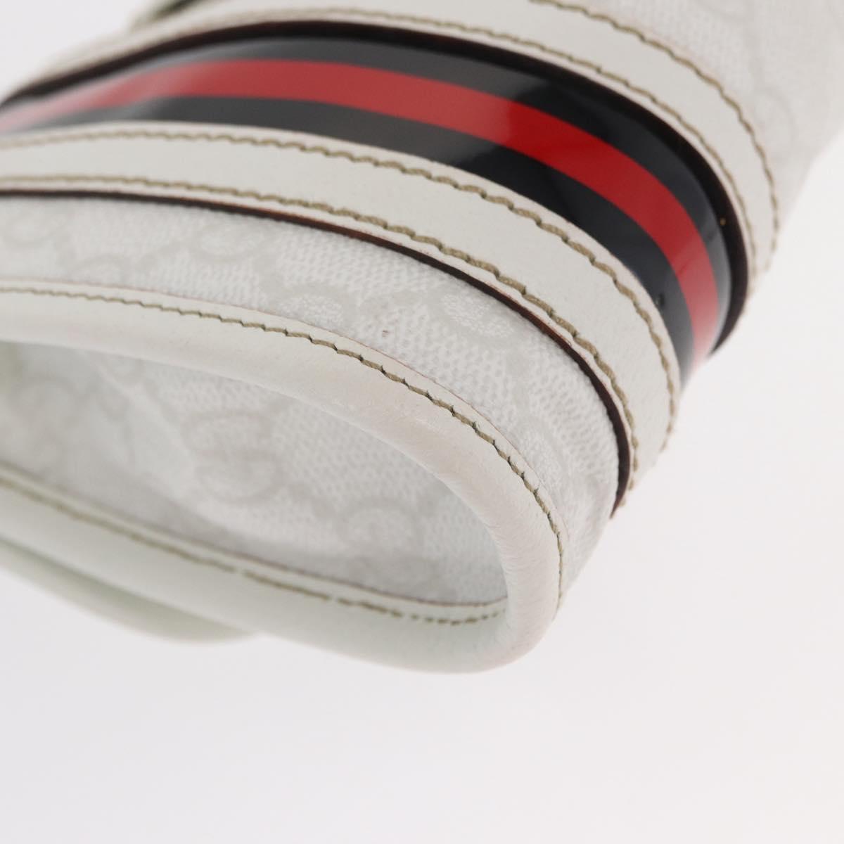 GUCCI GG Supreme Sherry Line Waist Bag PVC White Gold 152597 Auth 155928