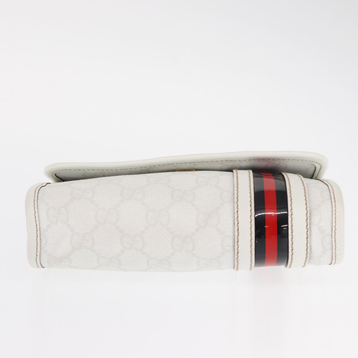 GUCCI GG Supreme Sherry Line Waist Bag PVC White Gold 152597 Auth 155928