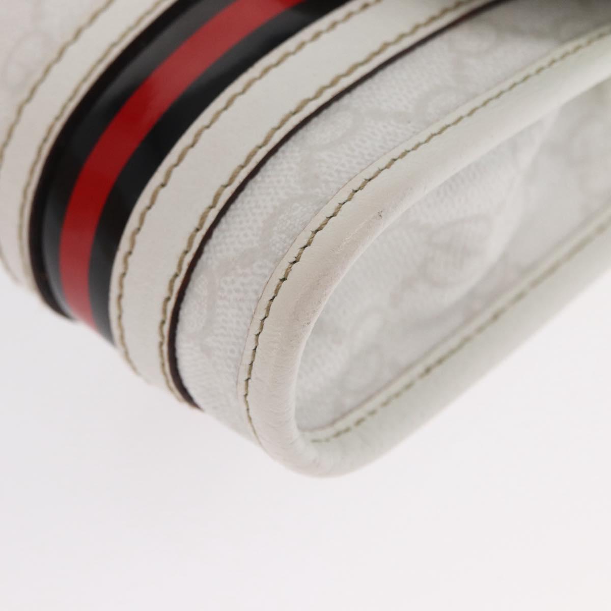 GUCCI GG Supreme Sherry Line Waist Bag PVC White Gold 152597 Auth 155928