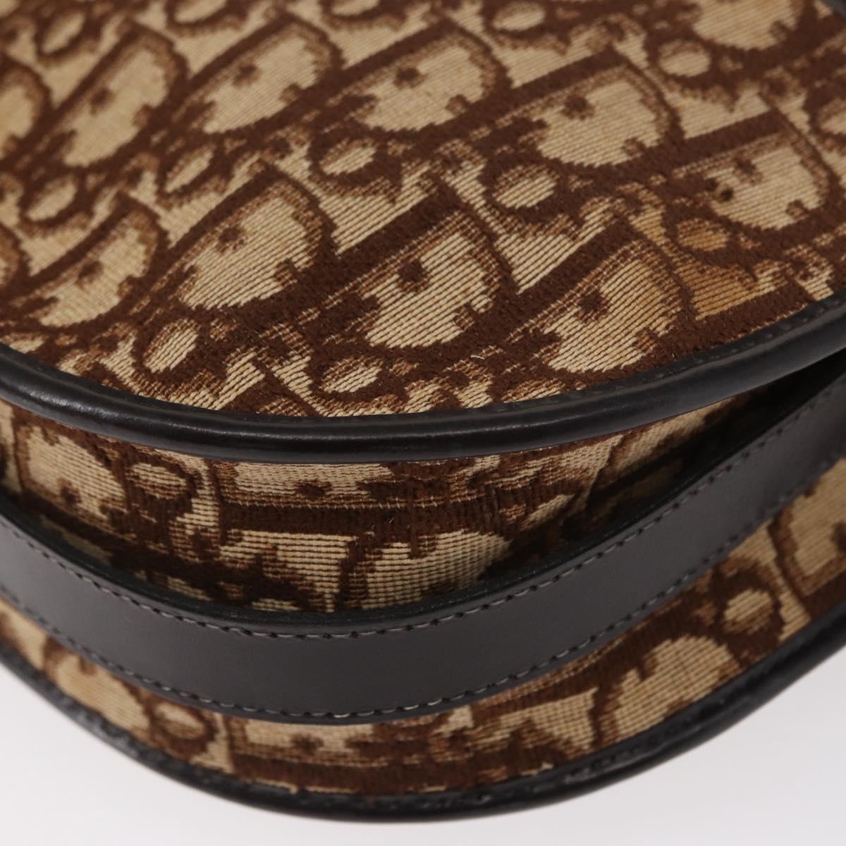 Christian Dior Trotter Canvas Shoulder Bag Brown Gold Auth 155929