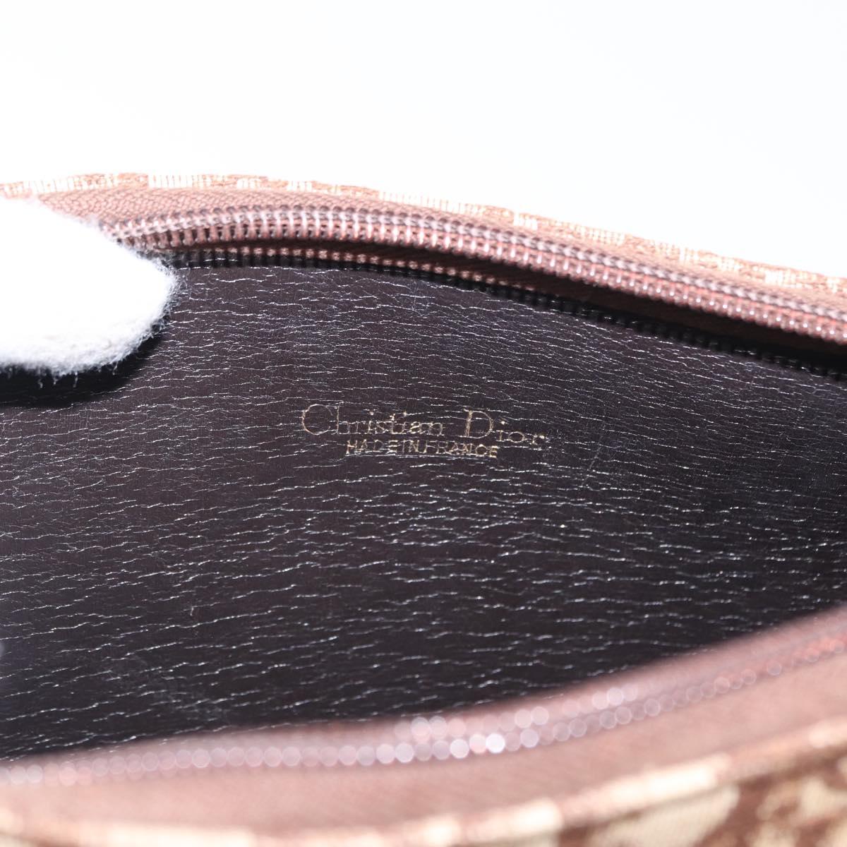 Christian Dior Trotter Canvas Shoulder Bag Brown Gold Auth 155929