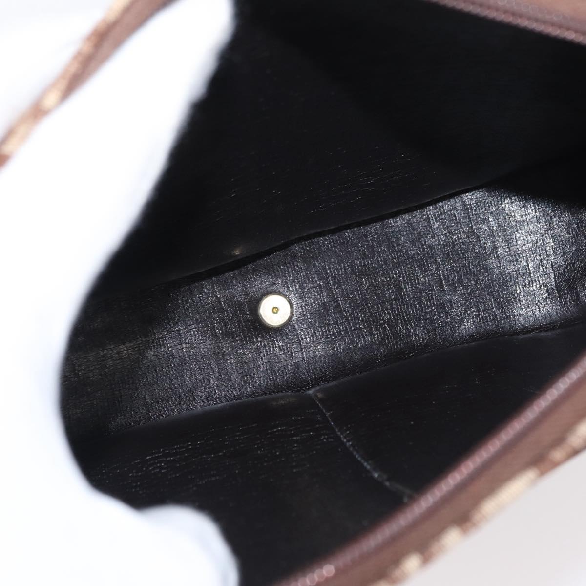 Christian Dior Trotter Canvas Shoulder Bag Brown Gold Auth 155929