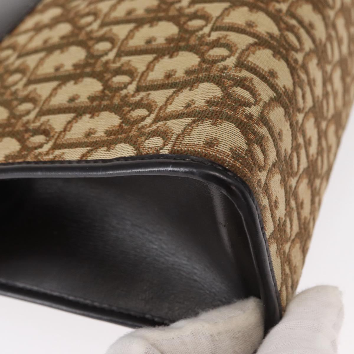 Christian Dior Trotter Canvas Shoulder Bag Brown Gold Auth 155930