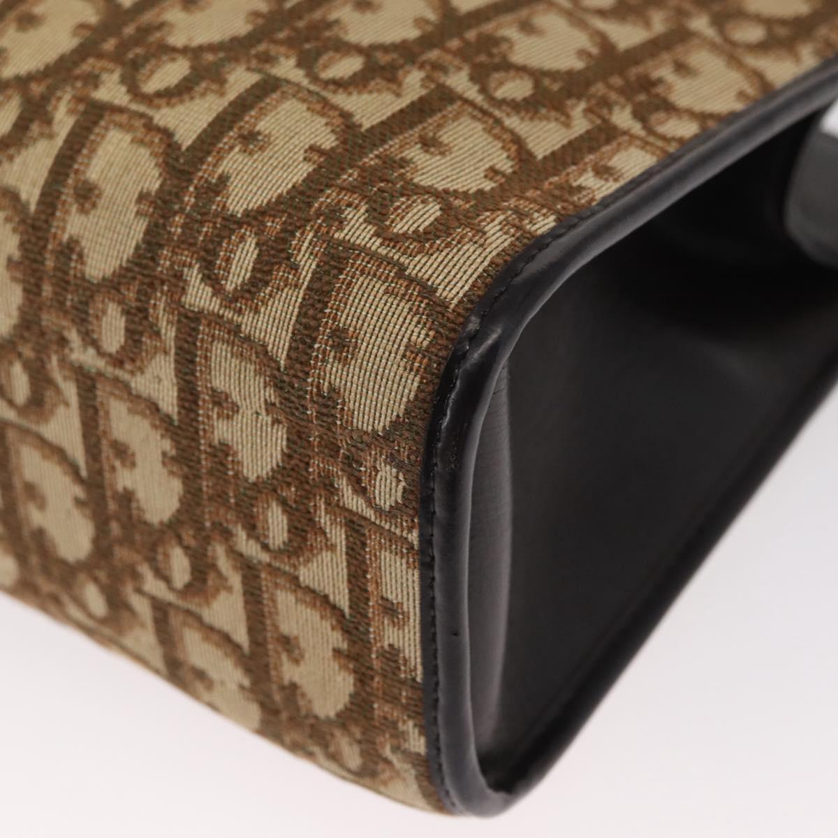 Christian Dior Trotter Canvas Shoulder Bag Brown Gold Auth 155930