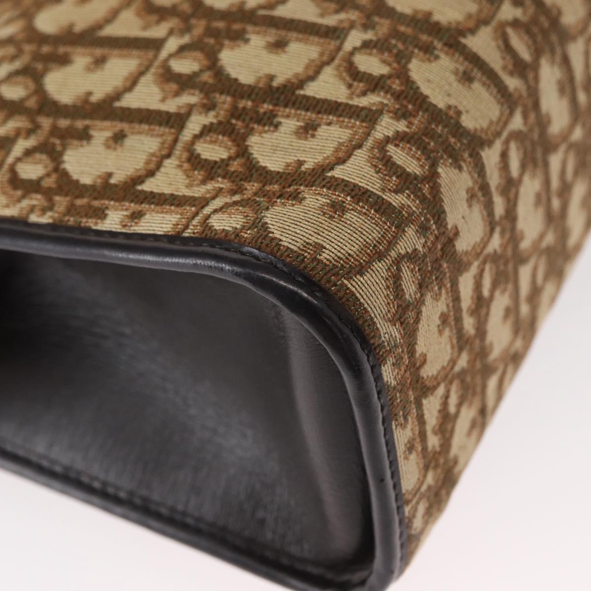 Christian Dior Trotter Canvas Shoulder Bag Brown Gold Auth 155930