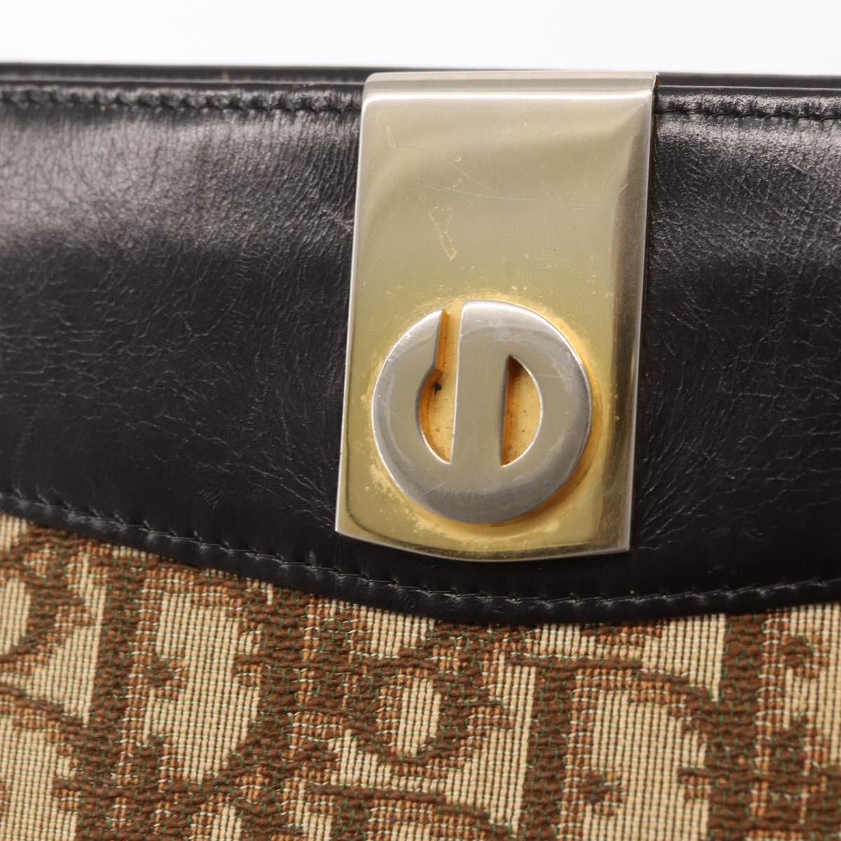 Christian Dior Trotter Canvas Shoulder Bag Brown Gold Auth 155930
