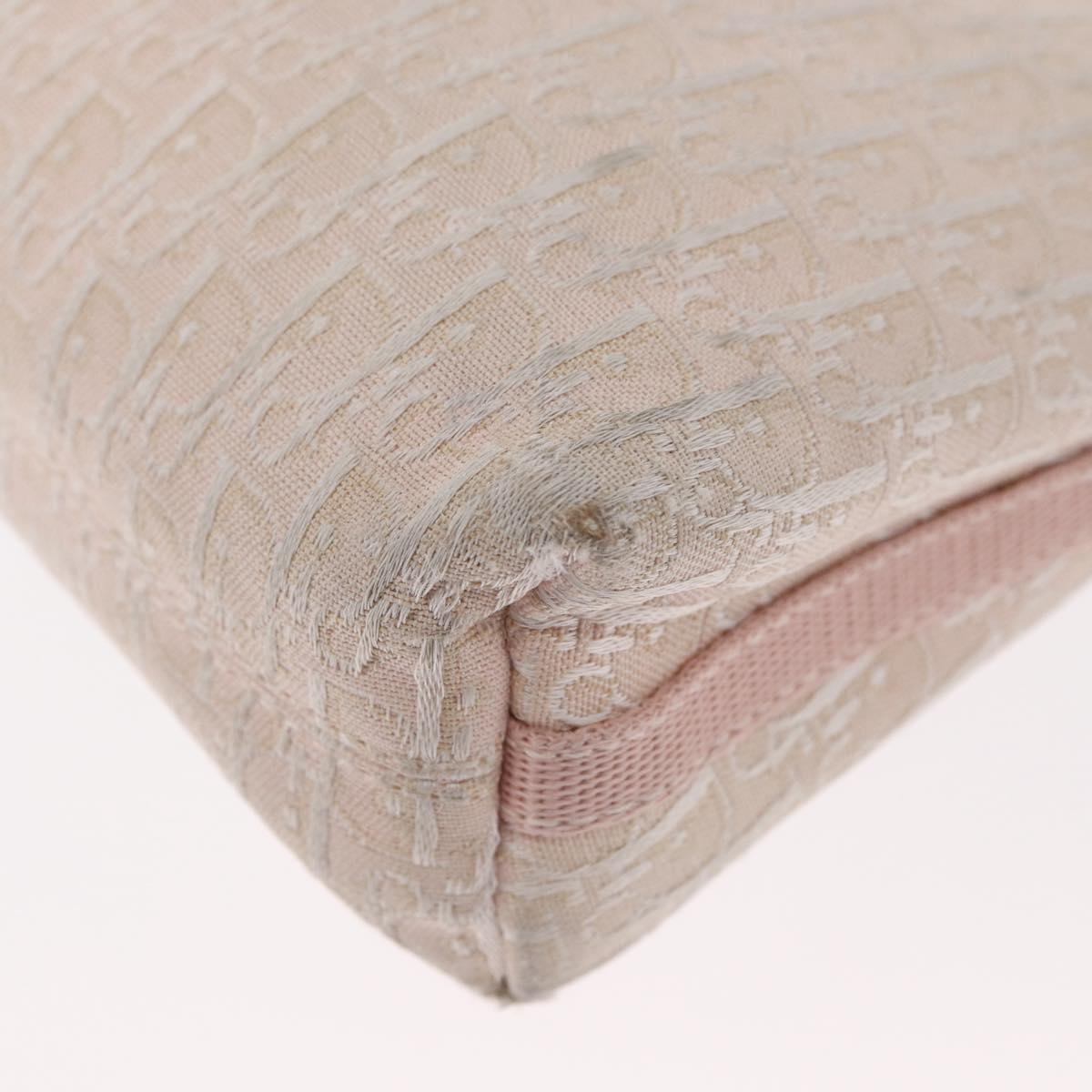 Christian Dior Trotter Canvas Shoulder Bag Pink Silver Auth 155931