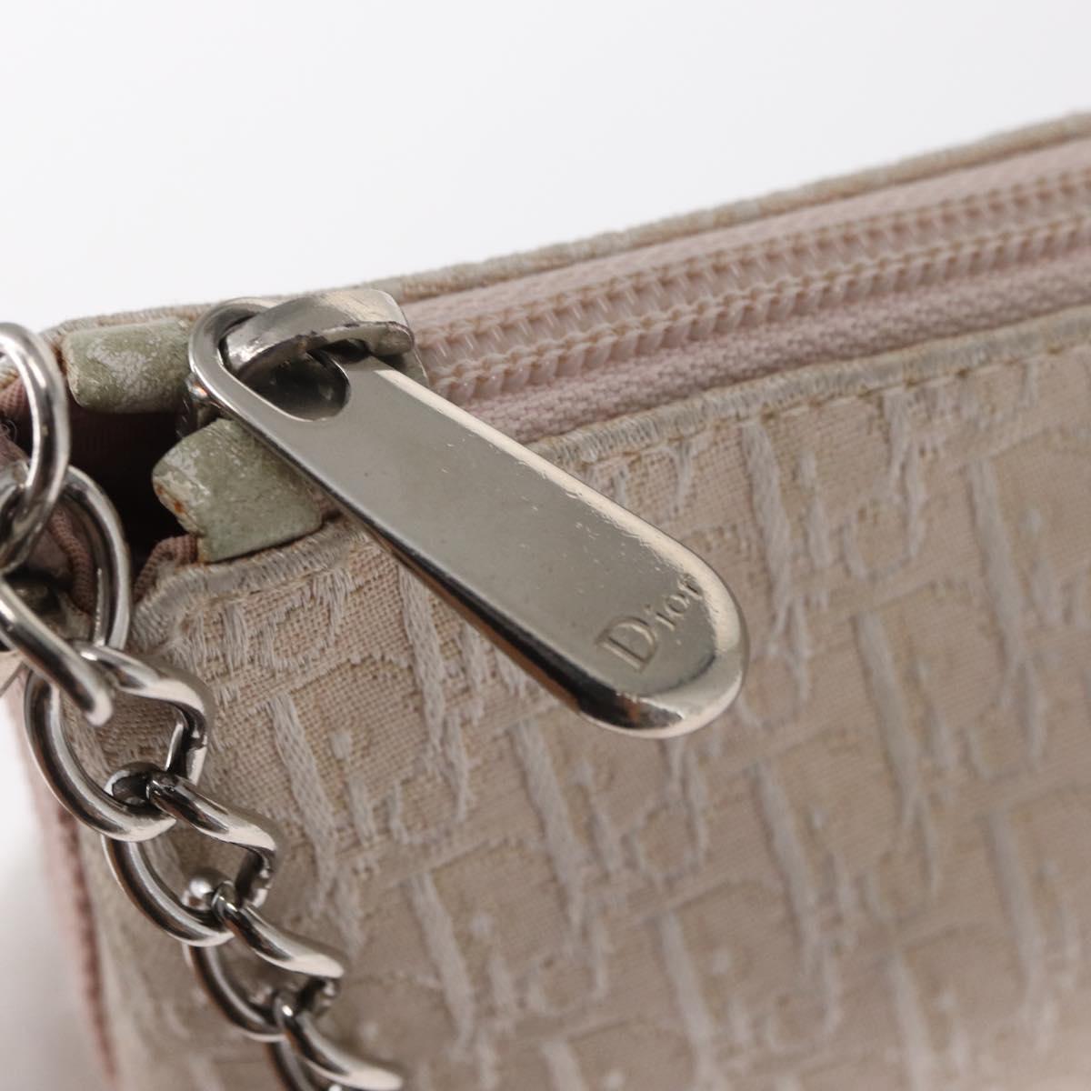 Christian Dior Trotter Canvas Shoulder Bag Pink Silver Auth 155931